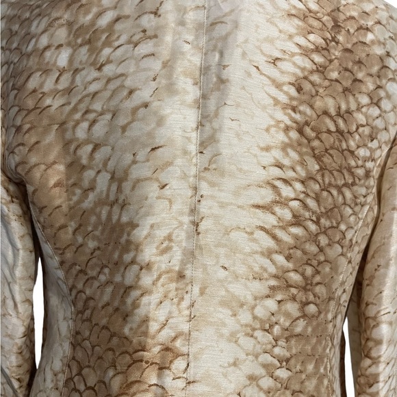 Lafayette 148 New York Gold Tan Beige Brown Silk and Linen Print Jacket - Picture 6 of 9